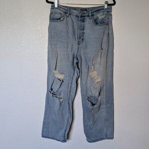 Wild Fable Blue Highest Rise Straight Distressed Jeans